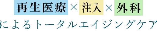 再生医療×注入×外科によるトータルエイジングケア