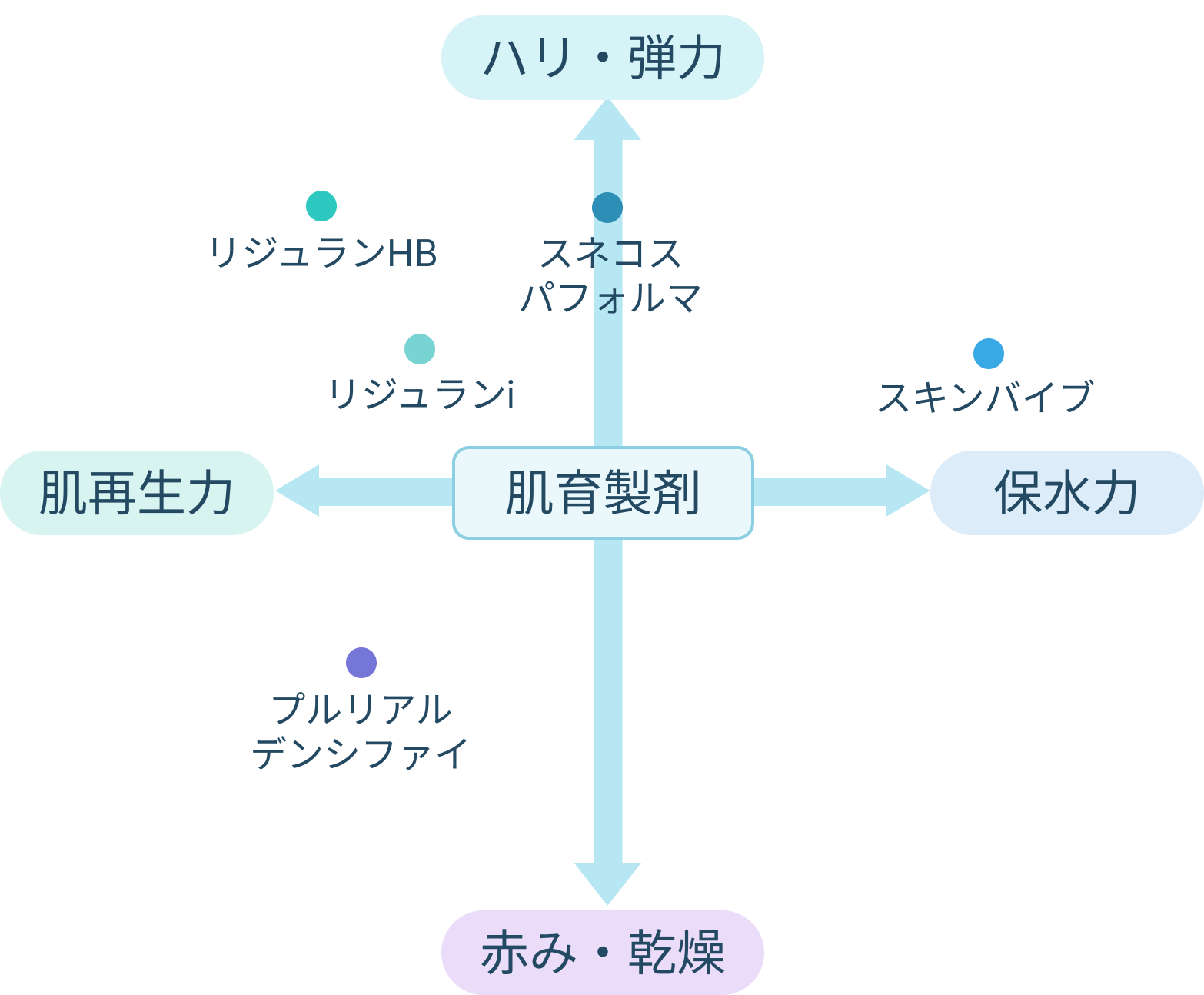 肌悩み別 肌育製剤の位置づけマップ